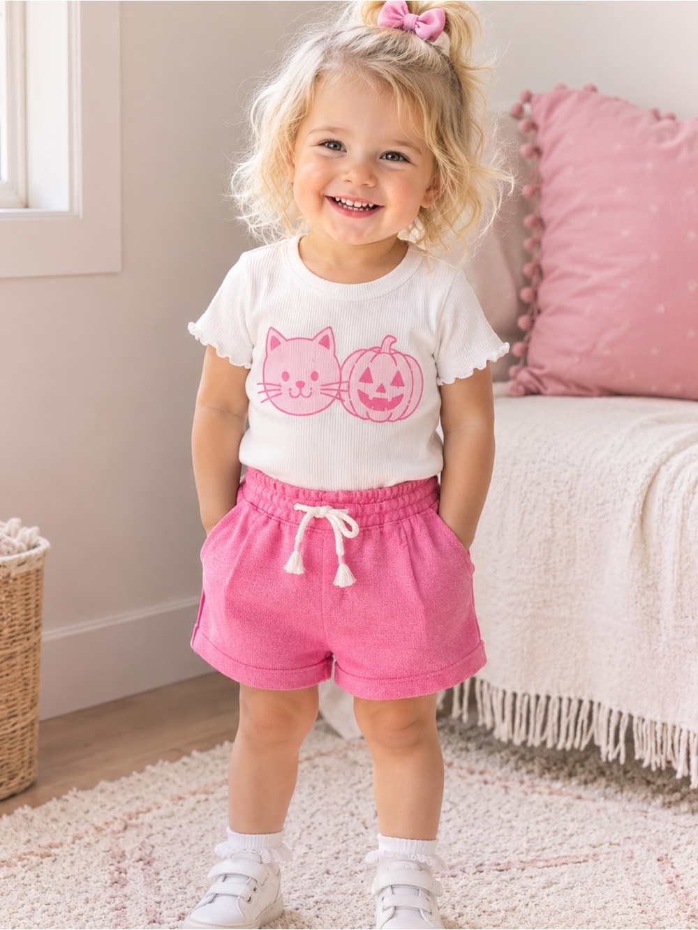 Cat & Jack Pink Girls Drawstring Knit Shorts
